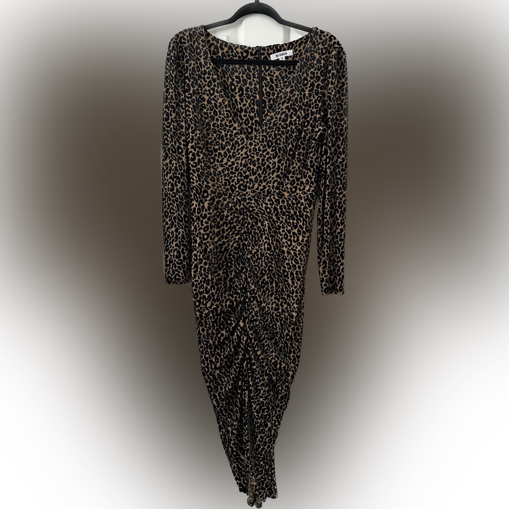 BB DAKOTA Better To Burnout Leopard Print Long Sleeve Dress